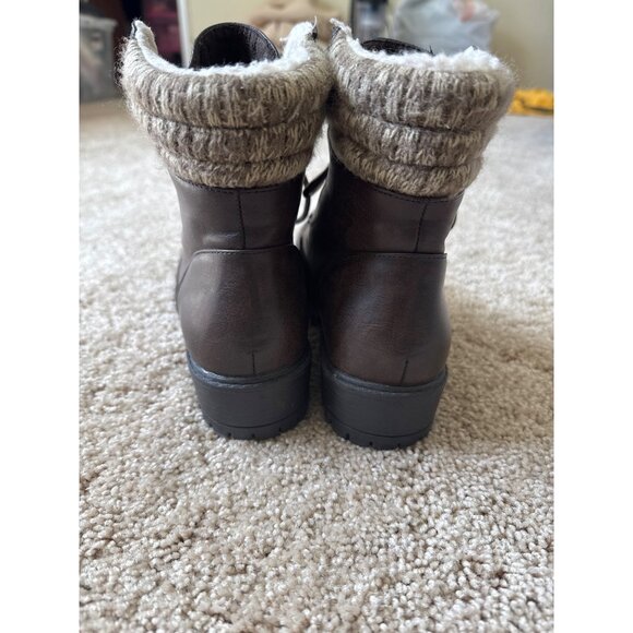 Just Fab Women's Size 7 Brown Ankle Combat Boots Fur Hiker Lace Up Baddie - Picture 4 of 8